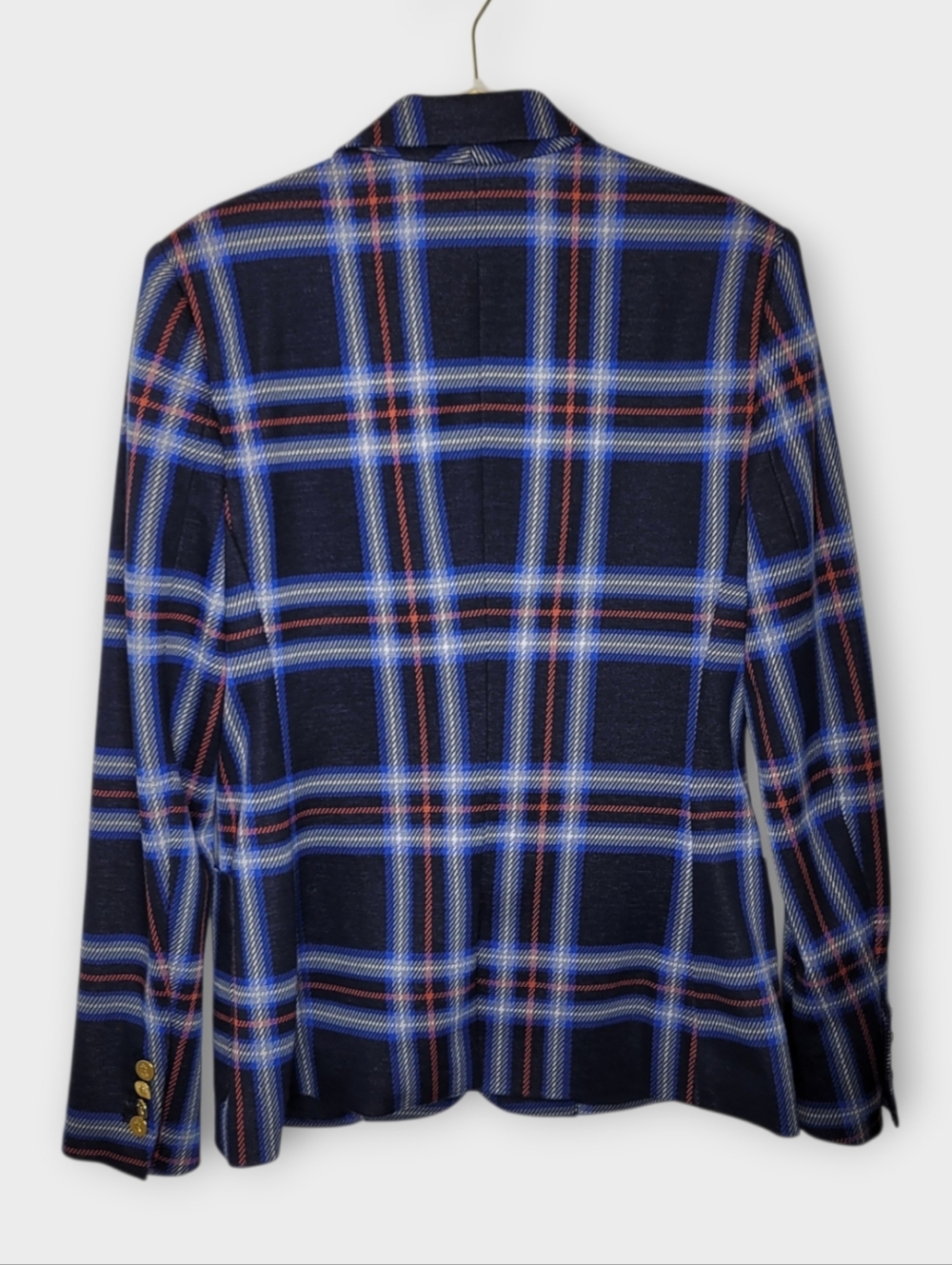 Lauren Ralph Lauren Plaid Blazer M Navy Preppy Academia - Picture 3 of 6